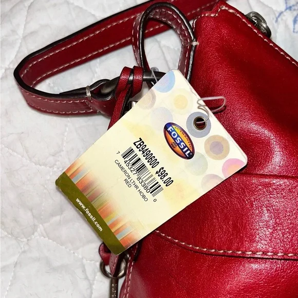 Fossil Emily Cherry Red Leather Shoulder Bag NEW!! - Picture 3 of 12